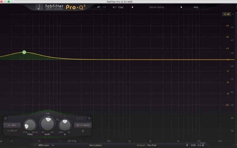 Gain frequency on a spectrum analyzer