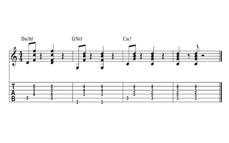 C minor II-V-I sequence jazz chord progression