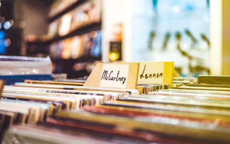 album records in a store