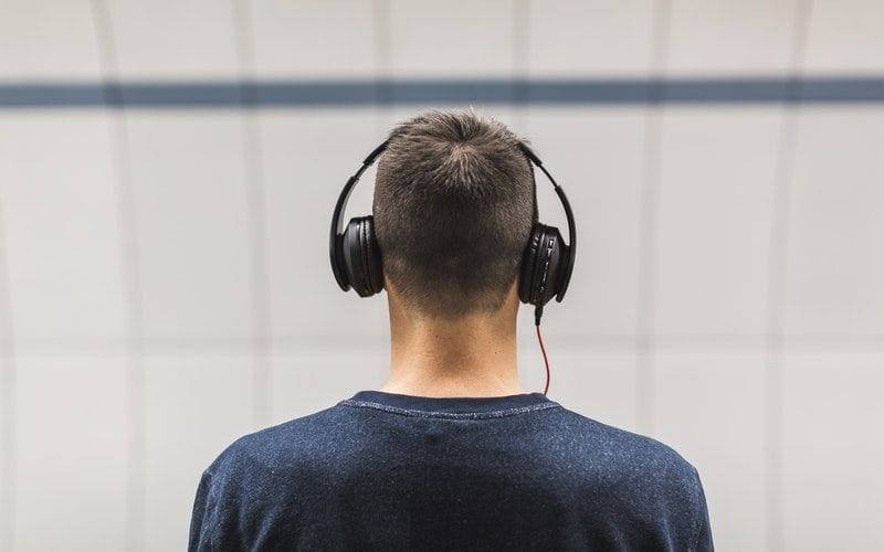 man listening to music