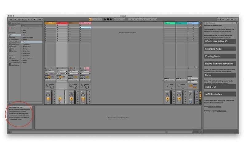 Ableton Vs Logic - Help screen shot from a mac book pro computer