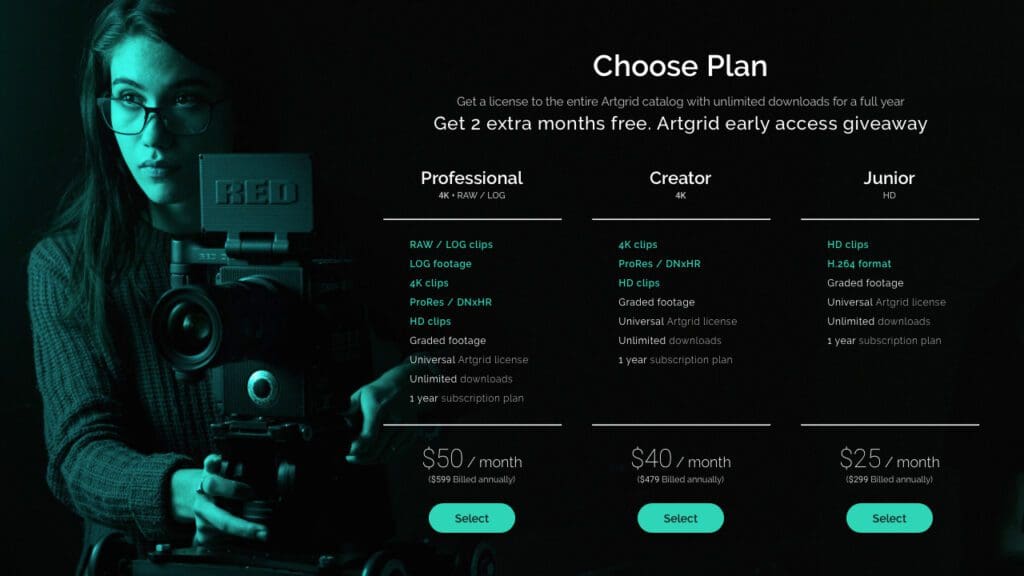 Artgrid Pricing