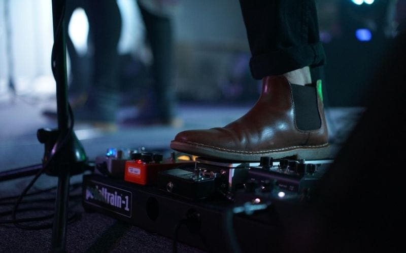 Effects pedals on stage