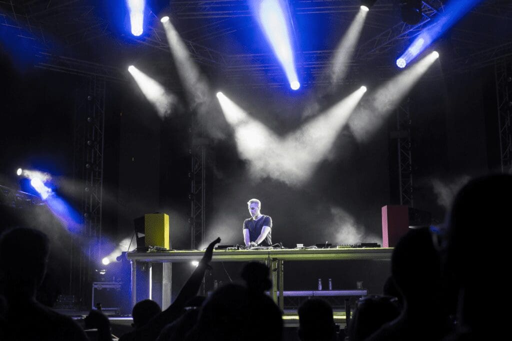 DJ playing for a club crowd